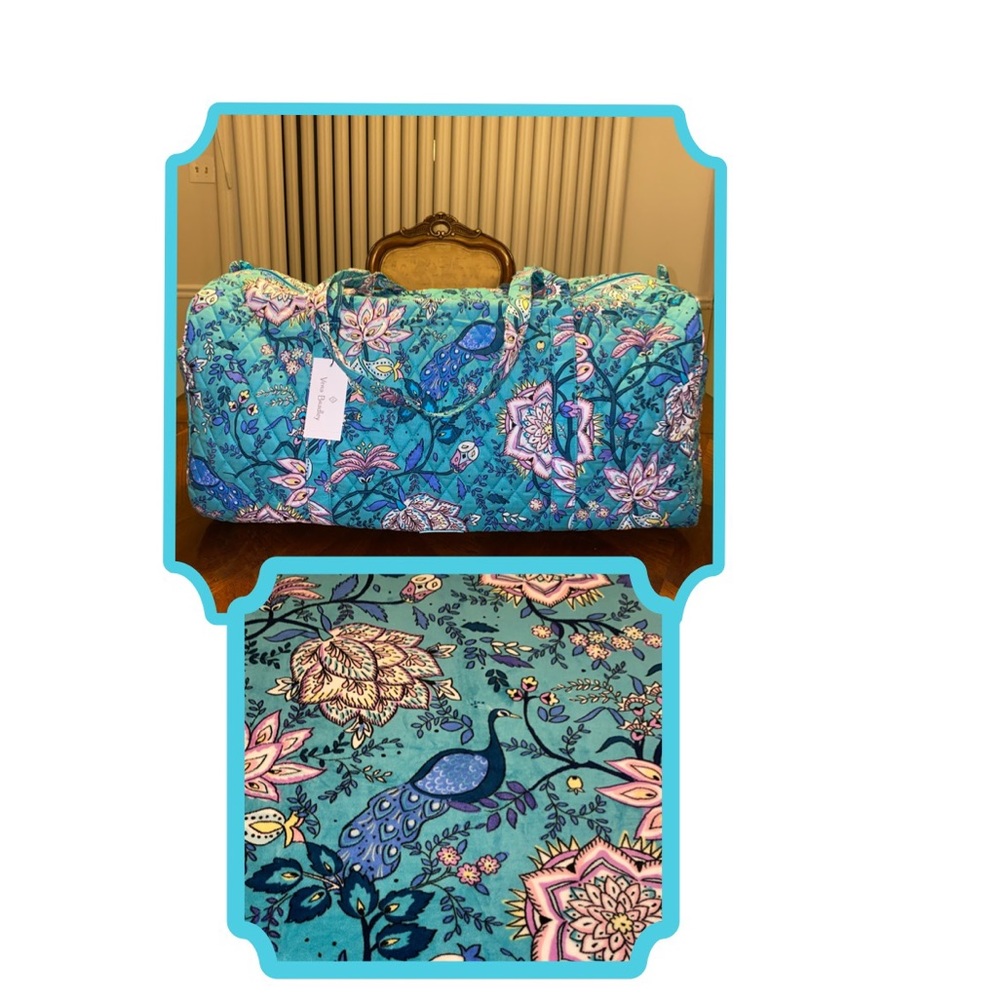 NWT Vera Bradley Large Duffel & Throw Blan… Peacock Garden